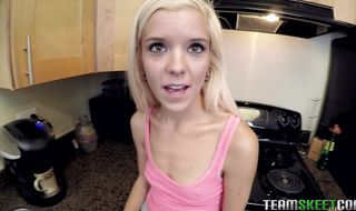 Wicked blonde teen bombshell Halle Von receives raucous banging for her clean shaved hole