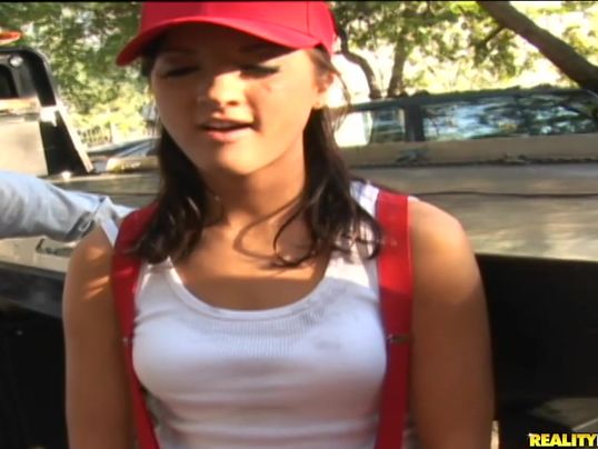 Amazing brunette Deena is eager to be doggy styled by a pussy tester