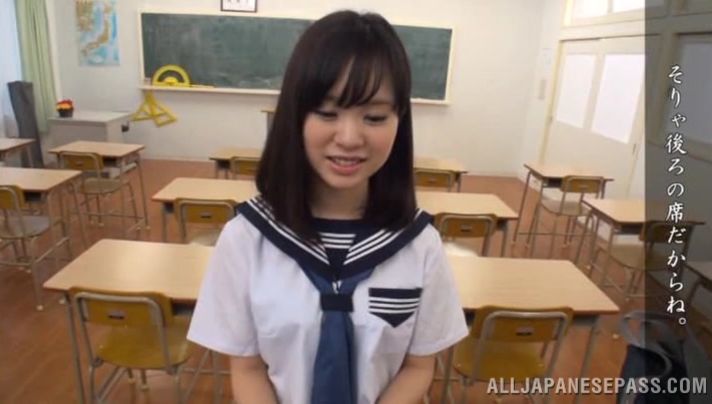 Delightful teen nipponese cutie swallows a big one